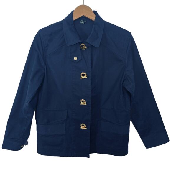 Ralph Lauren Petites Navy Blue Blazer Jacket with Gold Toggles Size Medium - Picture 1 of 3